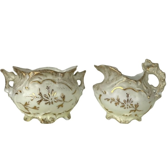 Antique Sugar Creamer Set Marked Germany Gold Trim Ornate - Picture 10 of 10